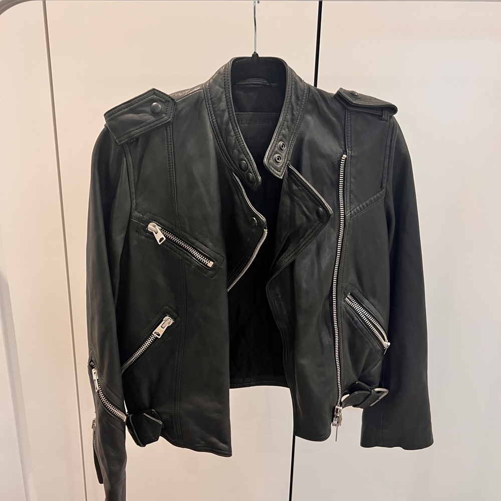 All Saints Black Leather Moto Jacket